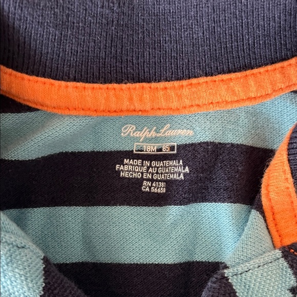 Ralph Lauren Navy and Aqua Striped Polo Romper Preloved - Picture 2 of 7
